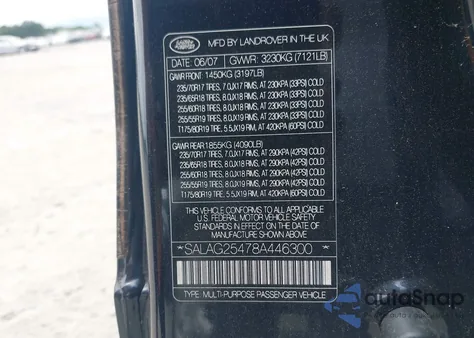 2008 Land Rover Lr3 V8 Hse из США, поврежденный, VIN SALAG25478A446300